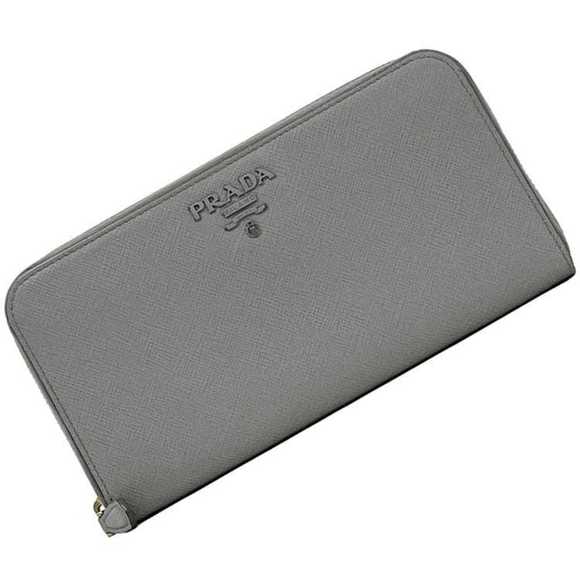 PRADA Gray Leather Saffiano Wallet - Picture 1 of 11